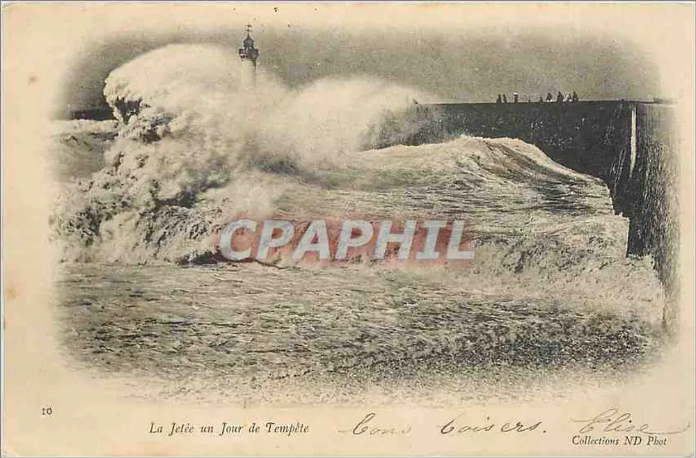 La Jetée een Dag van Storm — Concarneau — Collections ND Phot - Voorkant