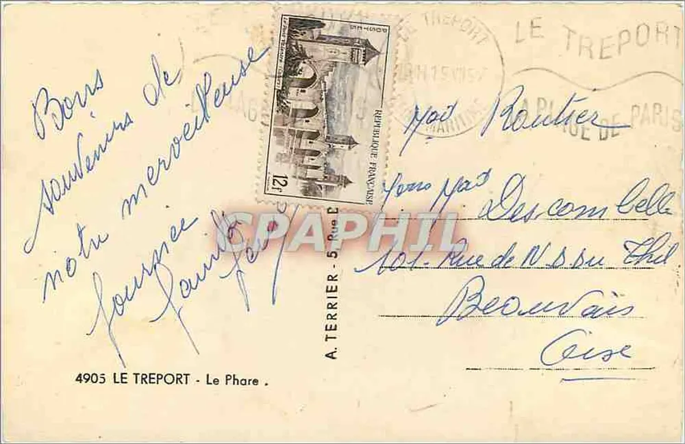 O Farol de Le Tréport — editor A. Terrier, n° 4905 - Verso