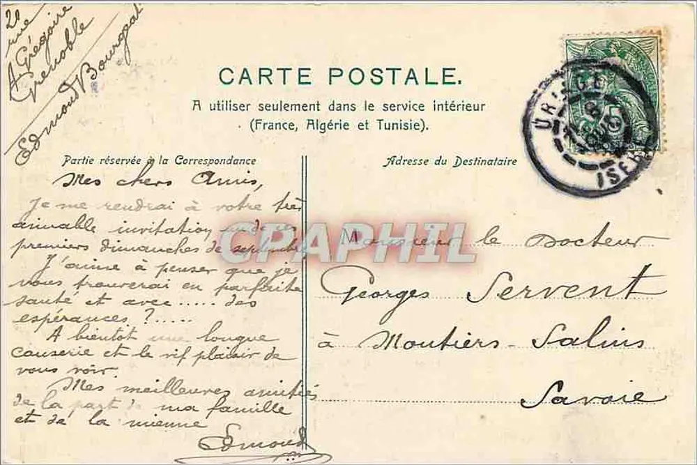 Uriage-les-Bains — Die Hotels und Avenue de Vizille — Papeterie des Alpes, Eug. Robert, Grenoble - Rückseite