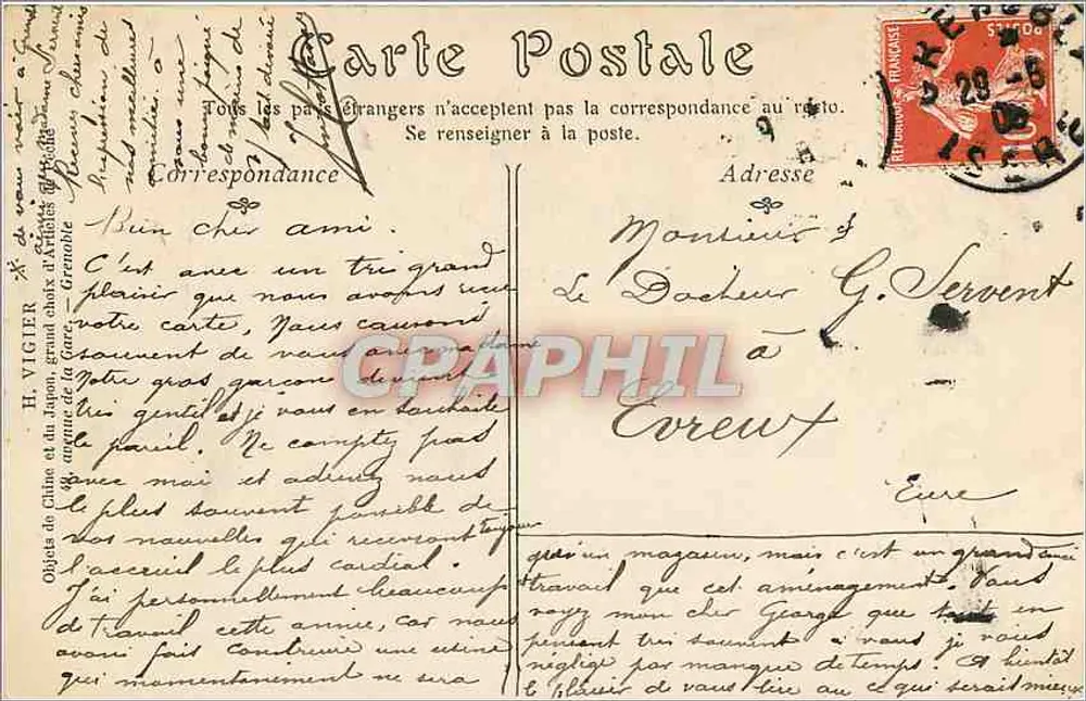 Grenoble — L'Isère et les Quais vus de l'Île Verte — ND Phot, n° 379 - Verso