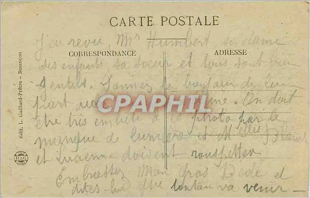 Besançon — Vue geral — Excursion en Franche-Comté, n°50 - Verso