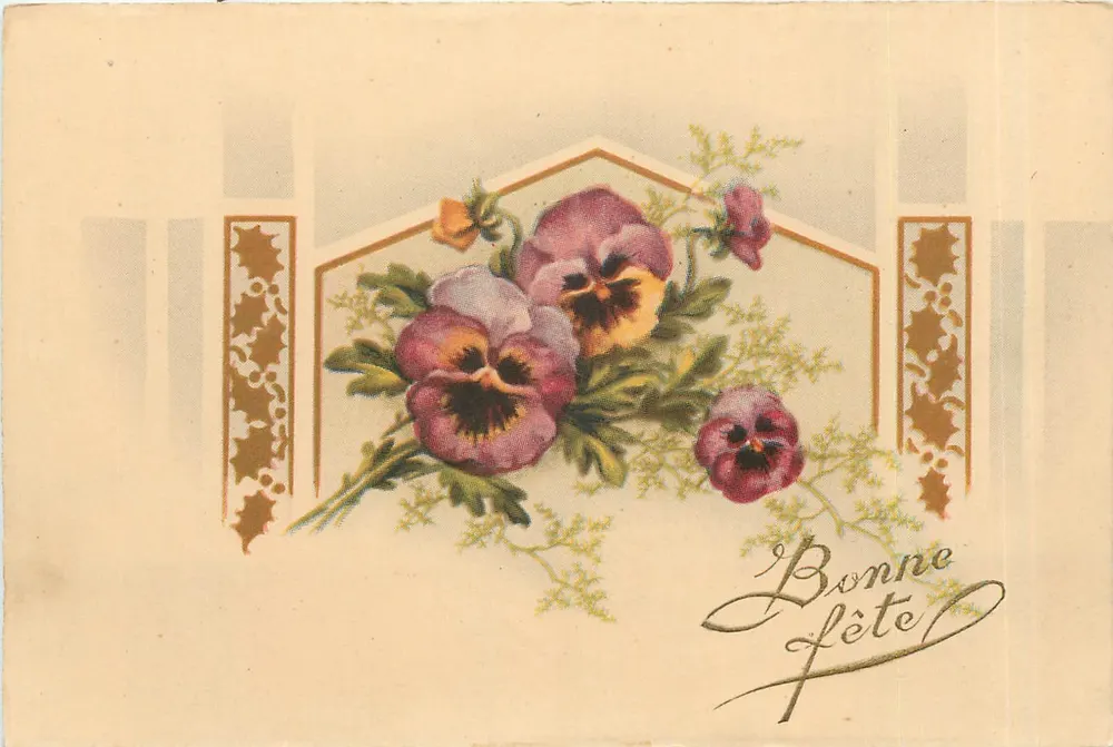 Pansies — Feliz aniversário — Impressa na Grã-Bretanha - Frente
