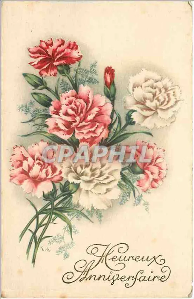 Arranjo de pivoines — Aniversário — Edições Univers, Paris, N° 101 - Frente