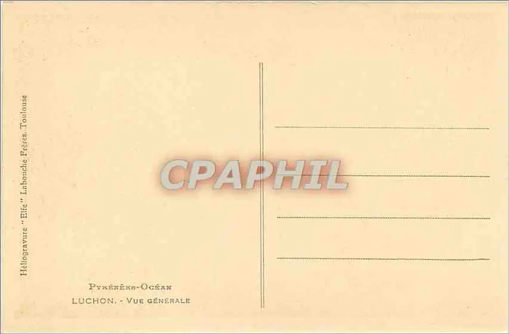 Luchon — Algemene uitzicht — Lithografie 'Elle' Pyreneeën-Atlantiek - Achterkant