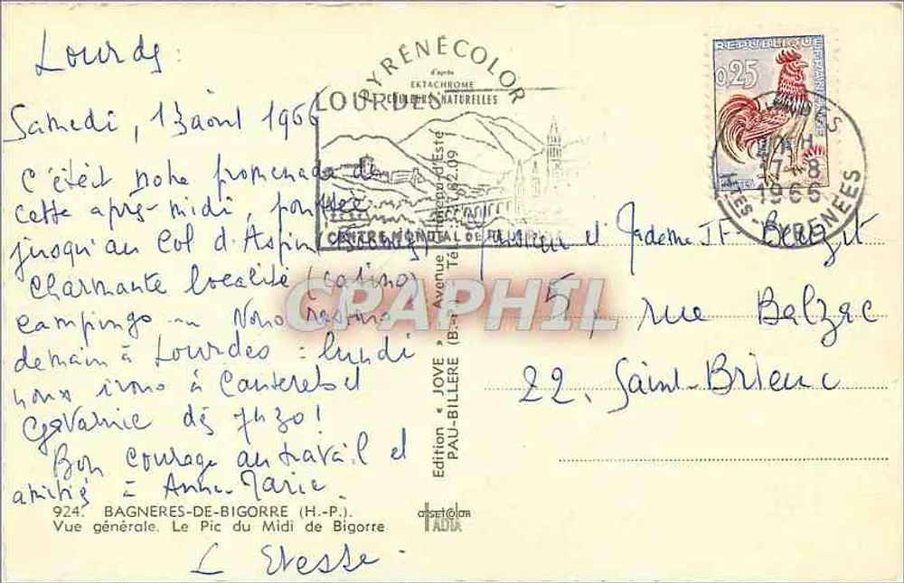 Allgemeiner Blick. Der Pic du Midi de Bigorre — Édition Jovik — n° 924 - Rückseite