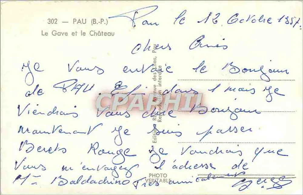 Pau (B.P.) — O Gave e o Castelo — Edição Veritable - Verso