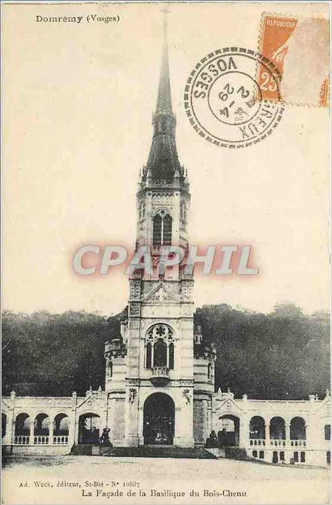 Domréméy (Vosges) — Ansicht der Fassade der Basilika Bois-Chenu — Ad. Weck, Verlag, St-Dié - Nr. 10887 - Vorderseite
