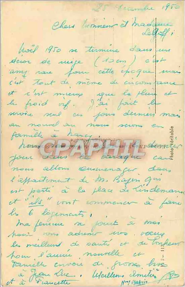 Decoração de Natal — galhos de pinheiro, cones, enxada e bagas — texto impresso 'Bom Ano' - Verso
