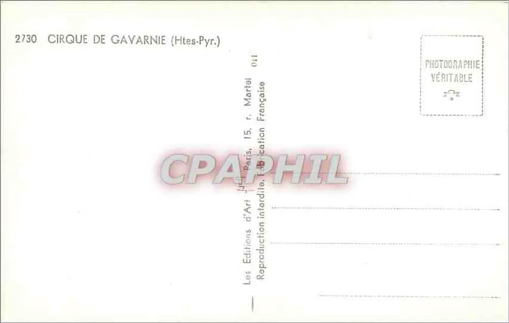 Cirque de Gavarnie — Pirineus-Orientais — As Edições de Arte, Paris - Verso