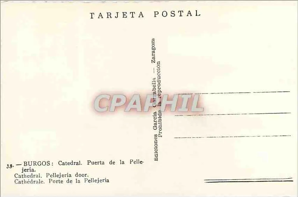 Burgos — Kathedrale. Tor der Pellejeria — Edition García Carrabell - Rückseite