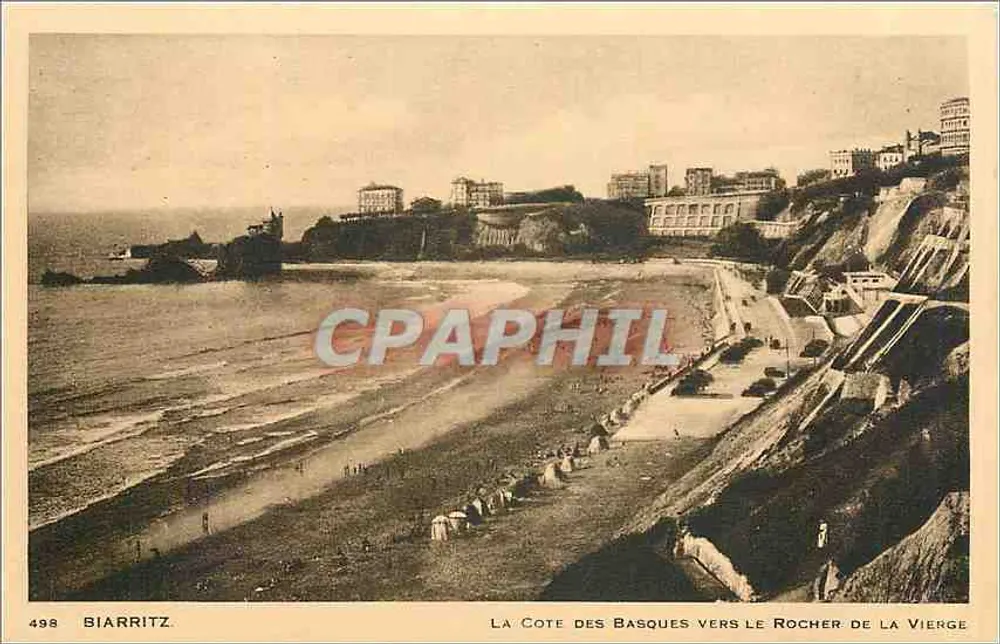 Biarritz — La Côte des Basques vers le Rocher de la Vierge — Édition Printia - Recto