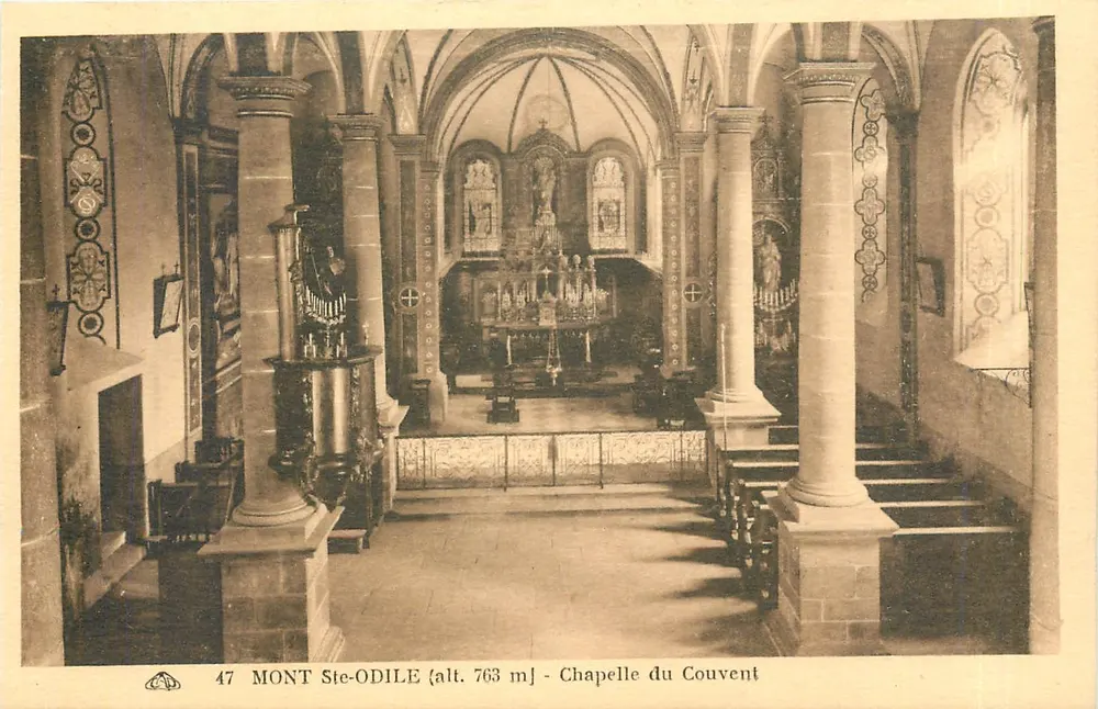 Mont Ste-Odile (alt. 763 m) — Capela do Mosteiro — Editor: Anciens du Art Philatélique - Strasbourg - Frente