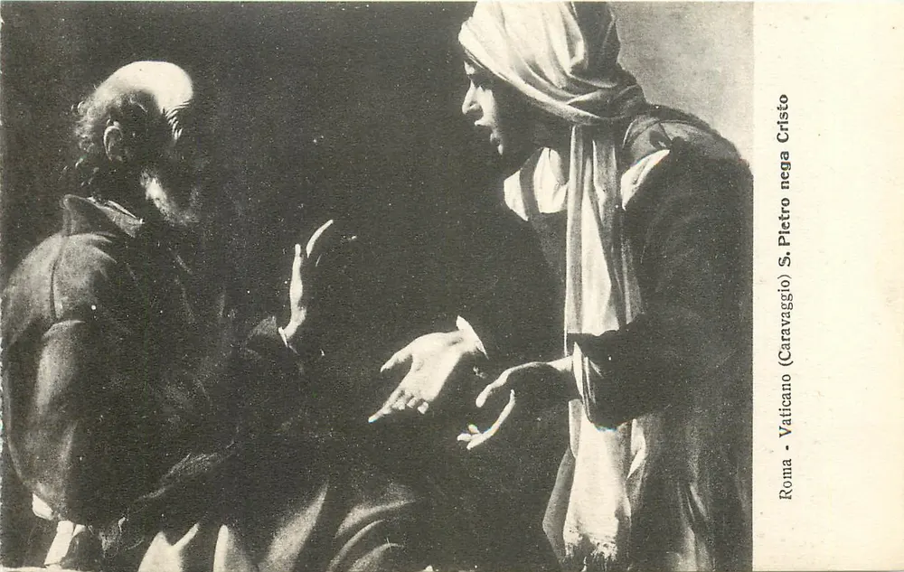S. Pietro nega Cristo — Szene von Caravaggio — Vatikan, Rom - Vorderseite