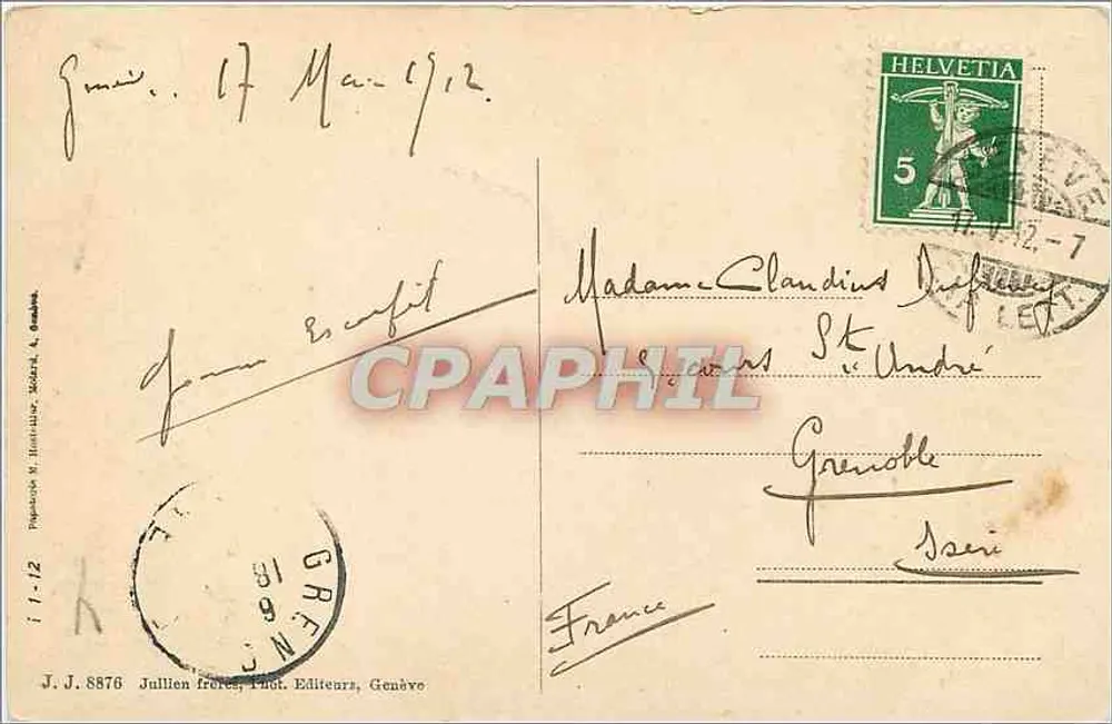 Lago Léman sob a luz da lua — J.J. 8876, Genebra - Verso