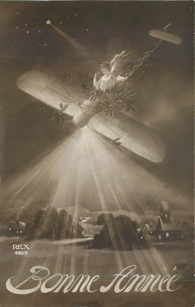 Engel auf Flugzeug — Frohes Neues Jahr — REX 4859 - Vorderseite