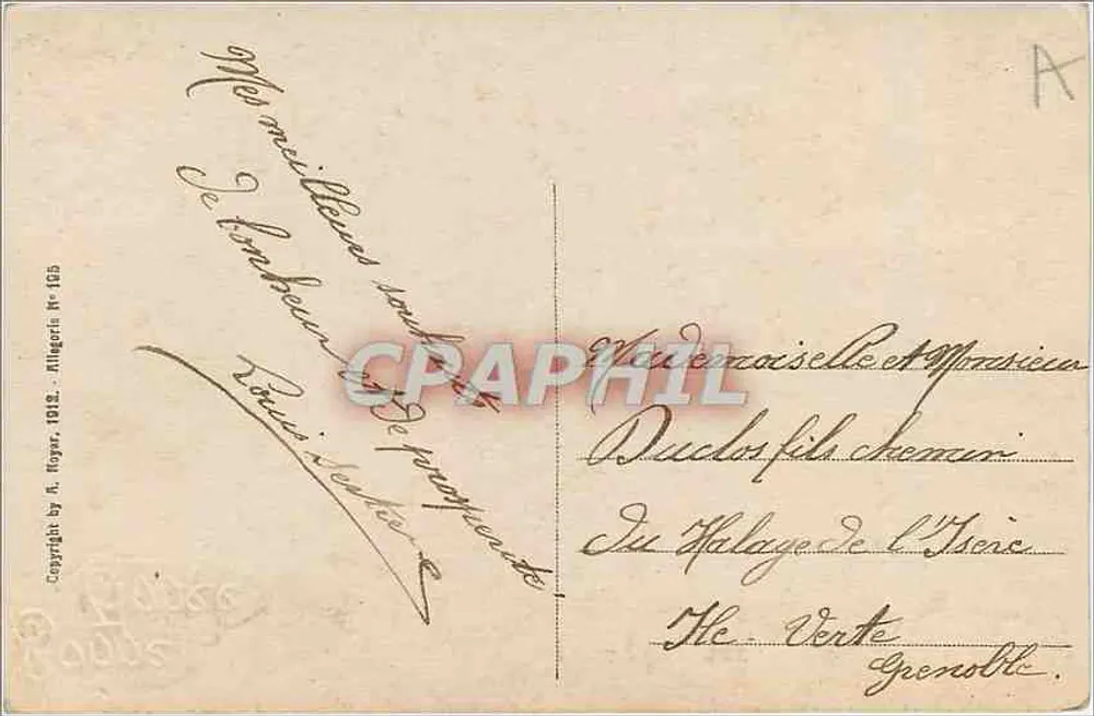 Idylle Aérienne — scène avec avion et personnages — éditeur N. Noye, Paris, n° 195 - Verso