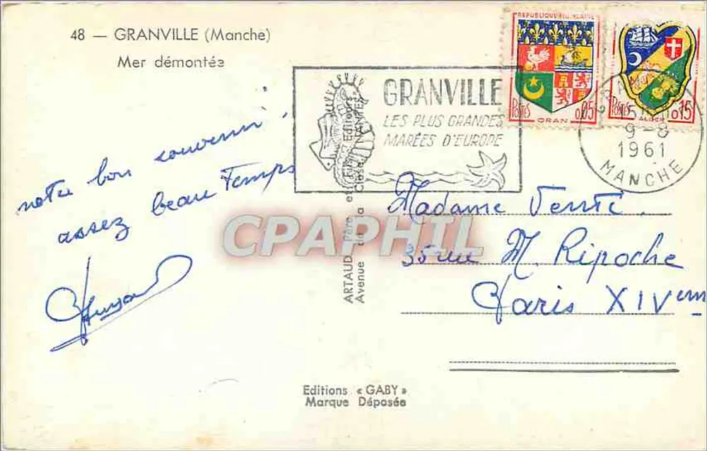 Granville — Mar em agitação — Edições Gaby - Verso