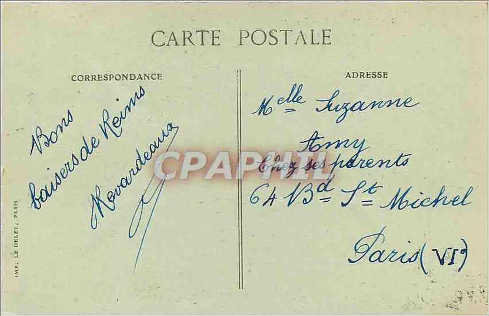 Reims — Rue Carnot — destruição — Cliché E. D. - Verso