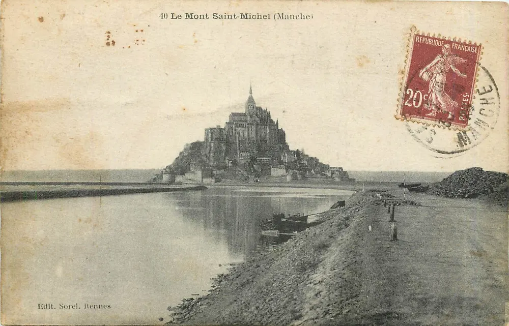 O Monte Saint-Michel (Manche) — vista do monte e da baía — Edit. Sorel, Rennes, n°40 - Frente