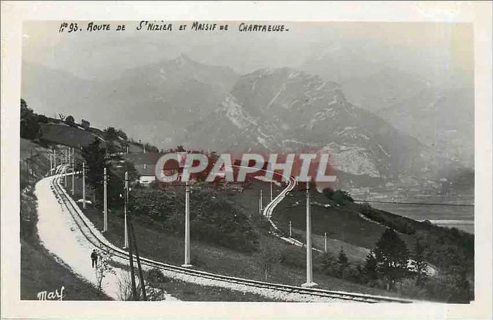 Rota de St-Nizier e Massif de Chartreuse — vista panorâmica com via férrea — editor Marf, n°93 - Frente