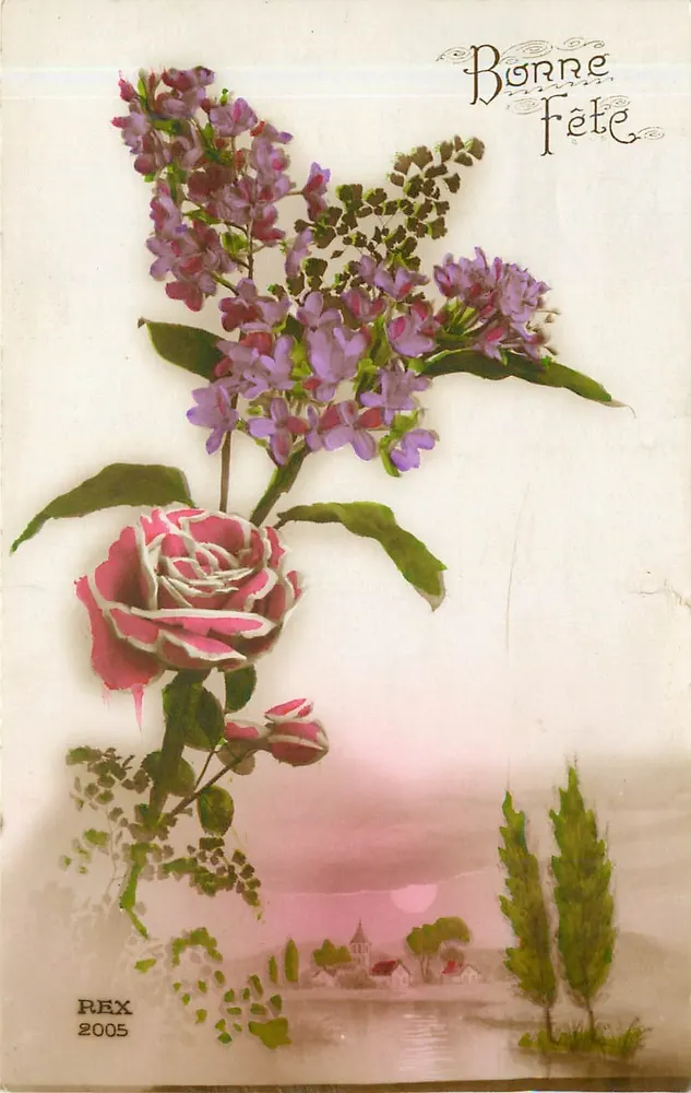 Bloemen — roos en lila — REX 2005 - Voorkant