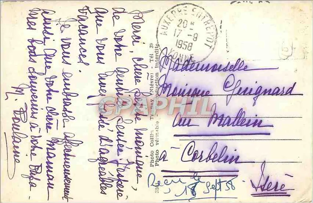 Sens e a Yonne — Lembrete da Yonne — Foto Collin (Thaon, Yonne) - Verso