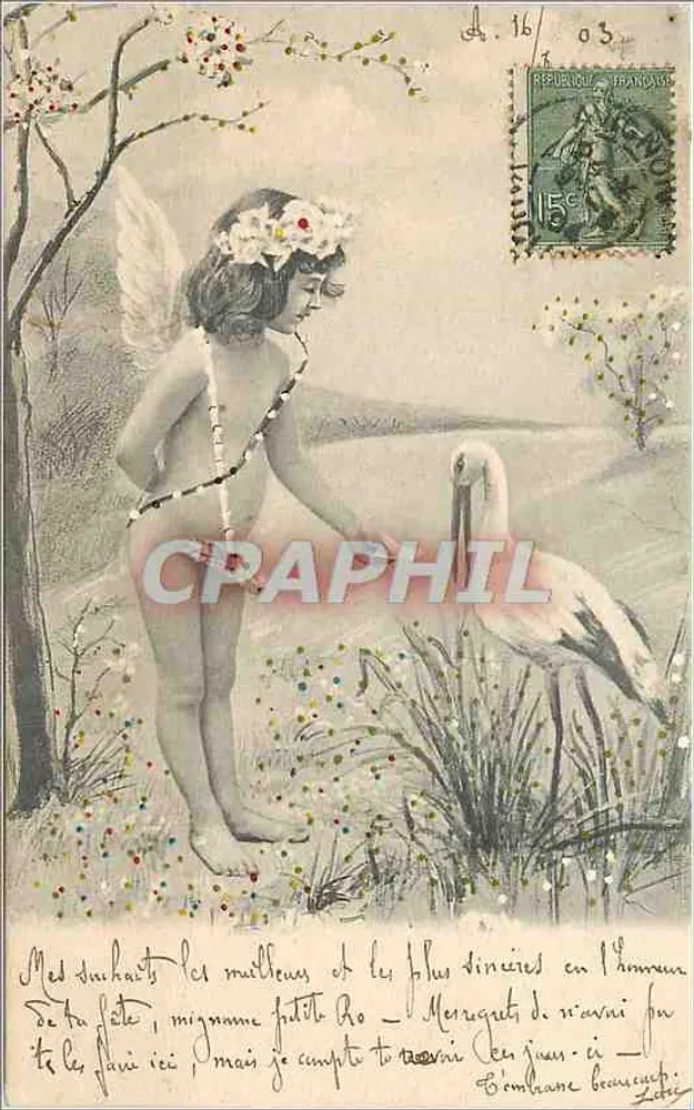 Fada com asas brancas — com cisne — editor Lévi, n° 16 - Frente