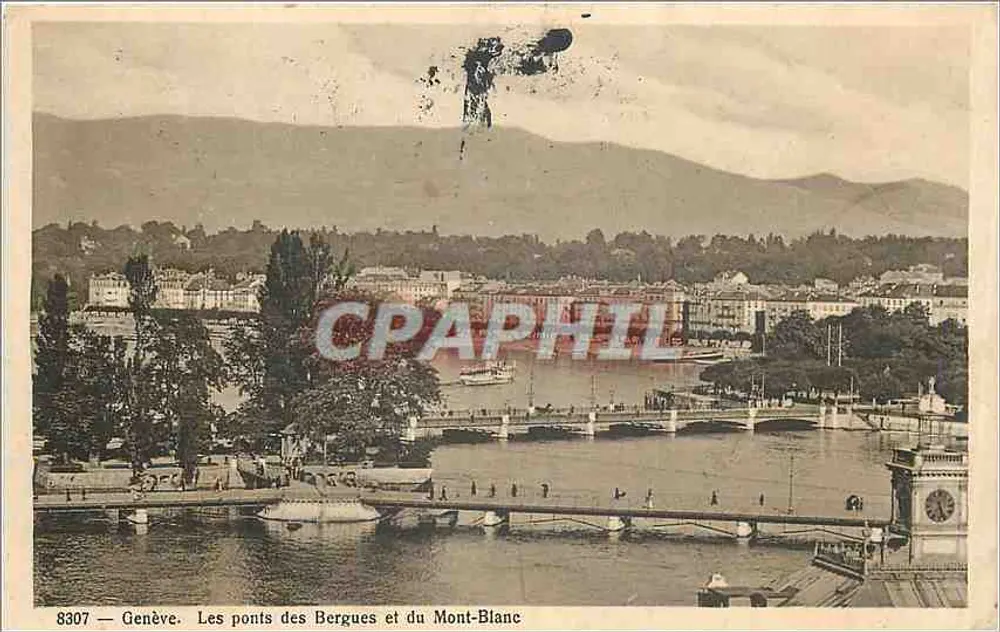 Genf — Die Brücken von Bergues und Mont-Blanc — Phototype Co, Renchâtel, Nr. 8307 - Vorderseite