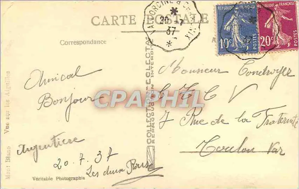 Monte Branco — Visão das Aigliffes — Fotografia Verdadeira - Verso
