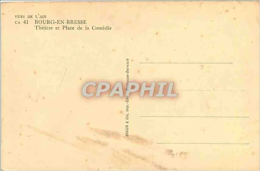 Bourg-en-Bresse — Theater und Place de la Comedie — Braun & Cie, Verleger - Rückseite