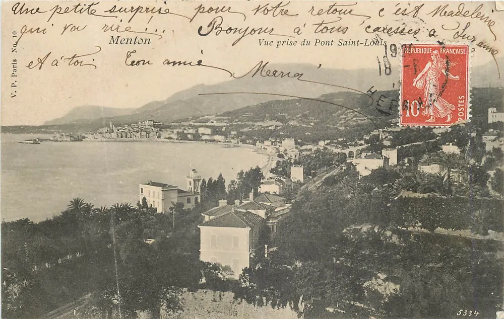 Menton — Vue prise du Pont Saint-Louis — V.P. Paris No.10 - Recto