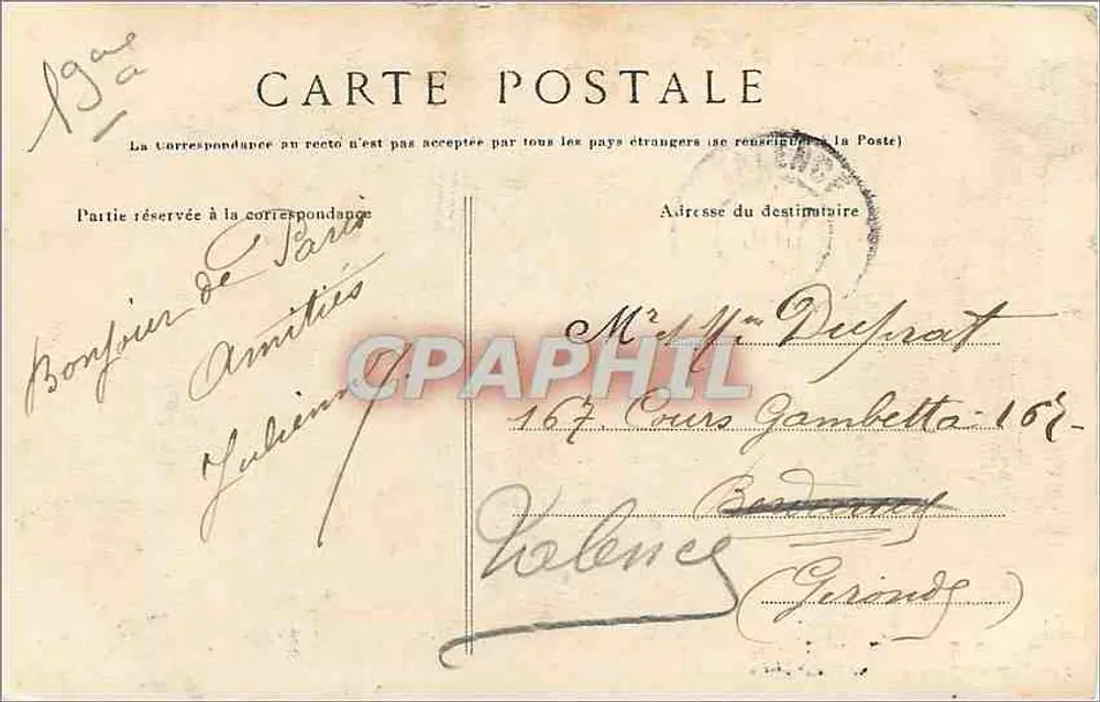 Les Buttes Chaumont — Panorama — G. D. & Paris, n° 3025 - Verso