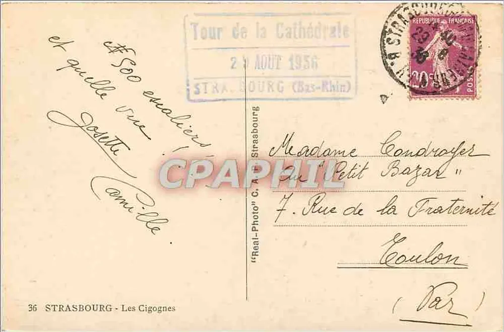 Estrasburgo - Torre da Catedral — editor C.A.A. n°36 - Verso