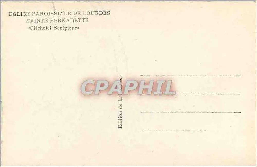 Statue de Sainte Bernadette — Église paroissiale de Lourdes — Édition de la Presse - Verso