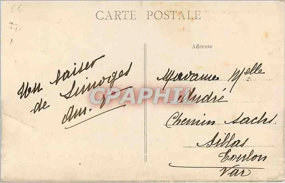 Limoëges — O Hotel de Ville — Editor não identificado, n° 210 - Verso