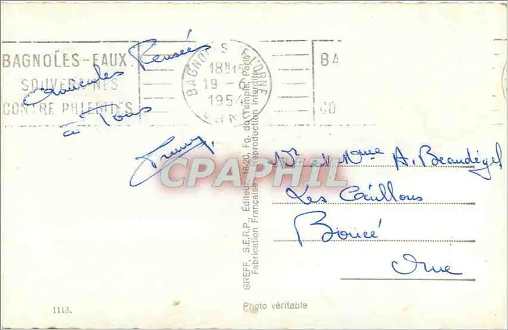 Bagnolles-de-l'Orne — Lembrete — Greff - Verso