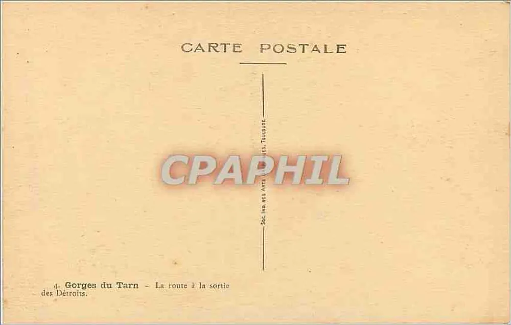 Gorges du Tarn — La route à la sortie des Détroits — Société des Arts Toulouse, n°4 - Verso
