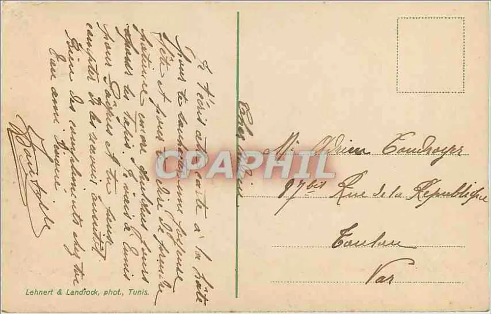 Chegada de um meharista — Tunísia — Lehner & Landrock, n°660 - Verso