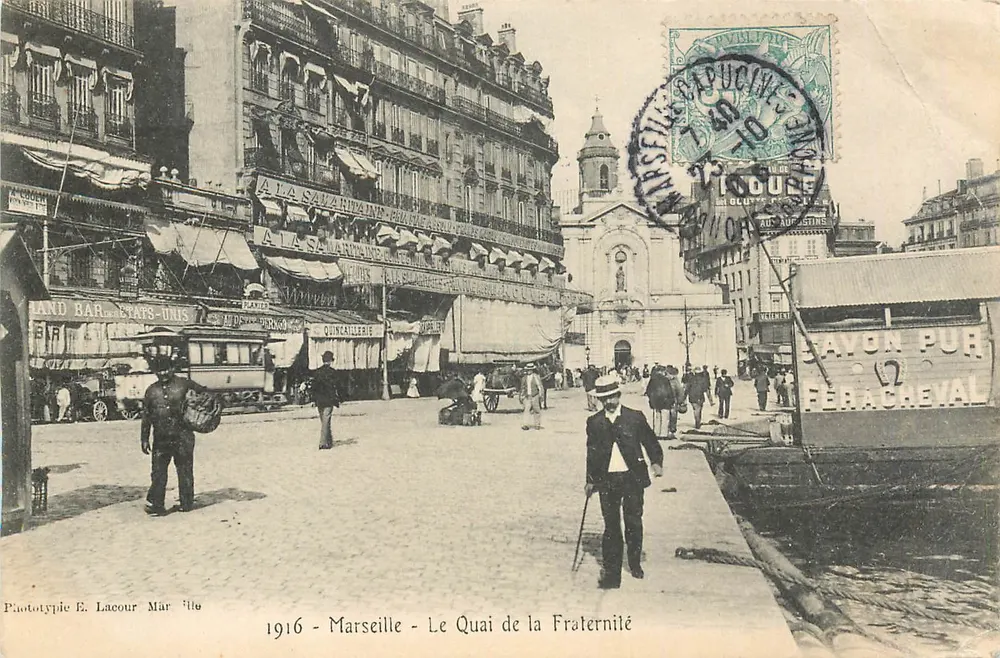 Marselha - O Cais da Fraternidade — Fototipia E. Lacour Mar 1916 - Frente