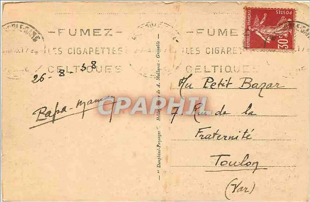 Grenoble — Les Vieux Quartiers et les Alpes — Dauphiné Paysages n°10.566 - Verso