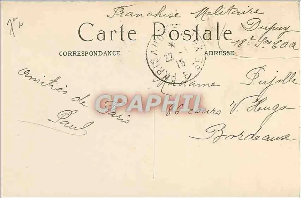 Dôme dos Invalidos — Paris — M. J. n° 530 - Verso