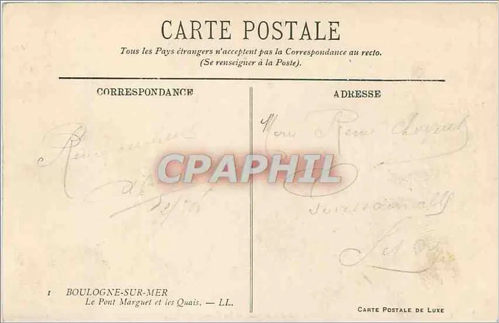 Boulogne-sur-Mer — Le Pont Marguét und die Quais — Carte Postale de Luxe - Rückseite