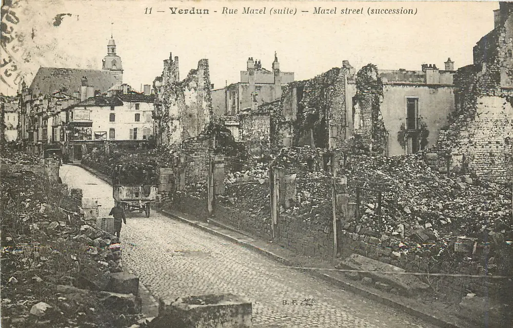 Verdun - Rue Mazel (continuação) — destruição após guerra — B.F. editor - Frente