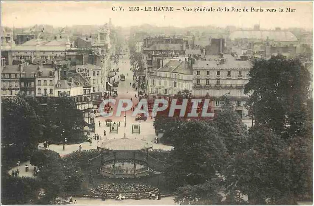 Le Havre — Allgemeiner Blick auf die Rue de Paris zum Meer — C.V. 2153 - Vorderseite