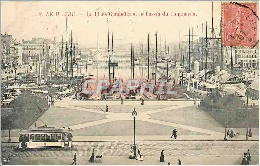 Le Havre — Place Gambetta und der Bassin du Commerce — Verleger: C. L. P. (Nr. 8) - Vorderseite