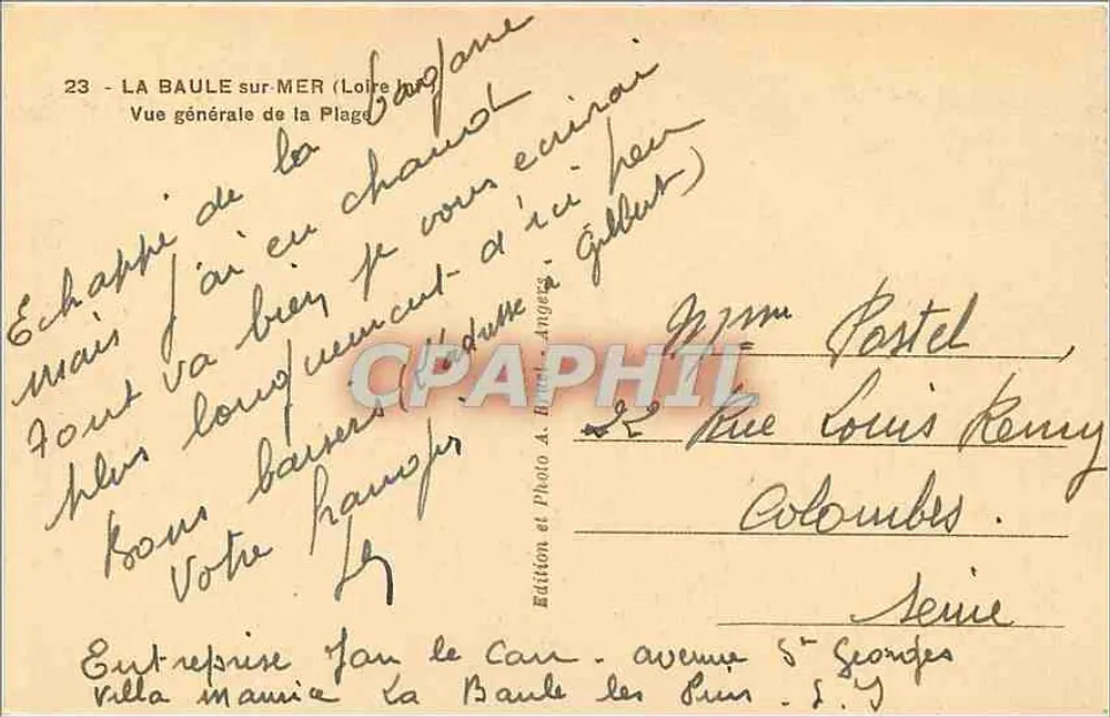 La Baule-sur-Mer — Vista geral da Praia — Edição A. Bruel, série 23 - Verso