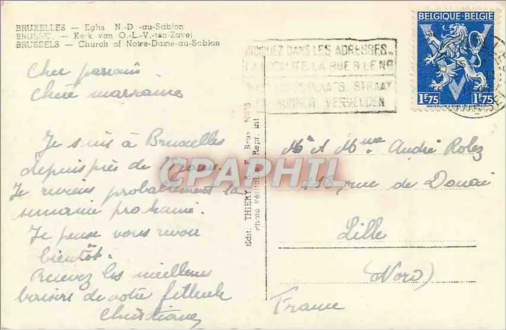 Brussel — Kerk van Notre-Dame-au-Sablon — Ed. THIERY, N° 3 - Achterkant