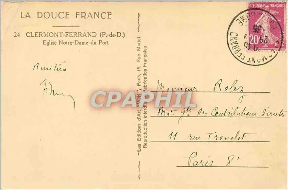 Église Notre-Dame du Port — Clermont-Ferrand — Les Éditions d'Art WGN, Paris - Verso