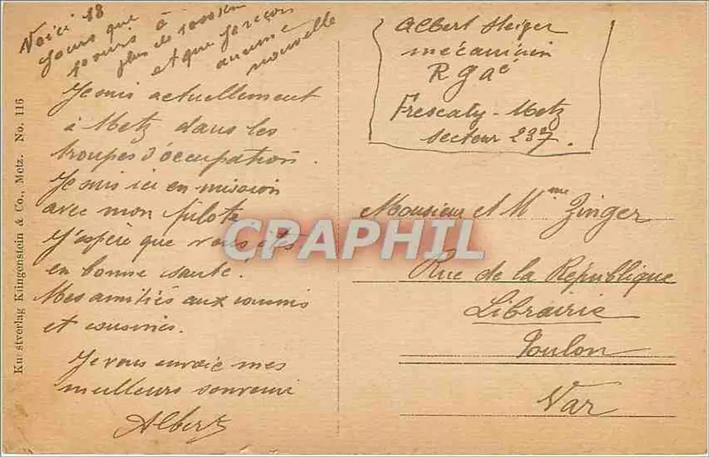 Metz — Vista geral — Ku stverlag Klingsheim & Co. No. 115 - Verso