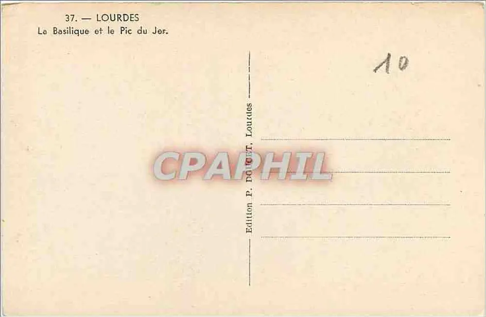 Lourdes — La Basílica y el Pic du Jer — Edición P. DOLLET, Lourdes - Reverso